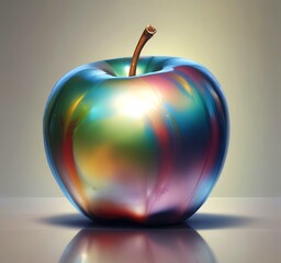 Obraz premium Illustration of shiny metalic apple.