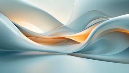 Abstract image features flowing layers of gradient colors and curves