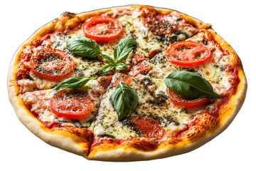 Delicious pizza with fresh toppings and herbs