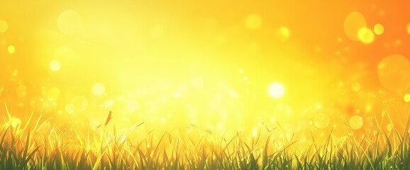 Obraz premium Golden Sunset Glow Over Meadow Grass with Warm Light and Soft Bokeh Background