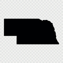 Nebraska Map Black, State Border, United States, US America, Transparent Isolated, Variations. High detailed vector map - Nebraska. Vector icon. Color set