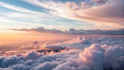 Expansive Sky Over Soft Clouds During Sunset
