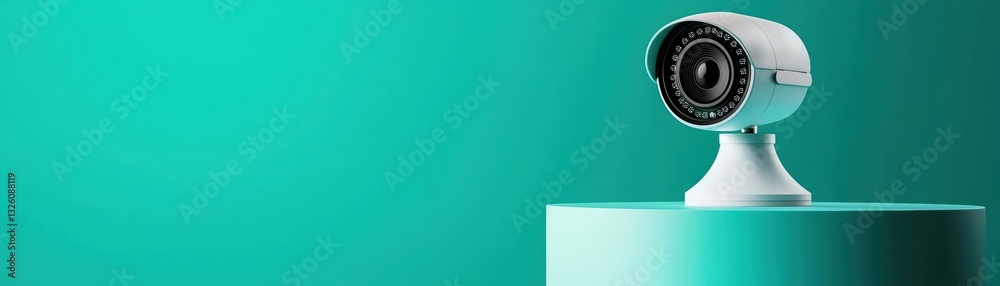 Poster 3d concept of ai security system displayed on podium with modern design elements