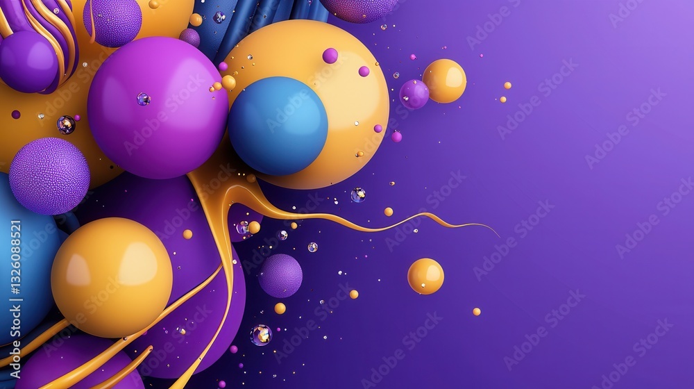 Poster a dynamic colorful and visually striking abstract background featuring a variety of spherical shapes