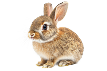 Cute rabbit sitting on a transparent background