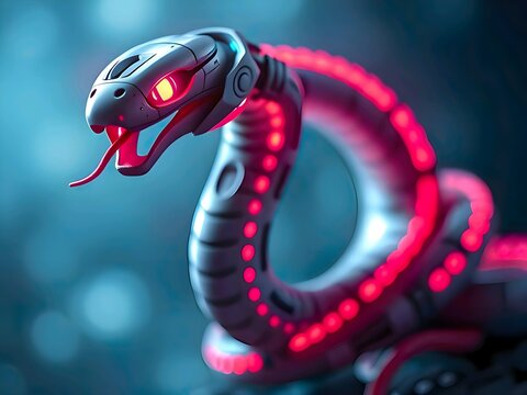 3d robot snake illustration cyberpunk, modern future concept