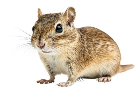 Small rodent with large eyes exploring its surroundings