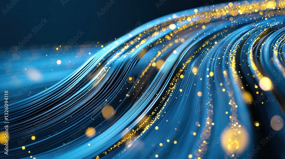 Poster mesmerizing abstract composition of a digital space tunnel filled with a dynamic flow of glowing shi