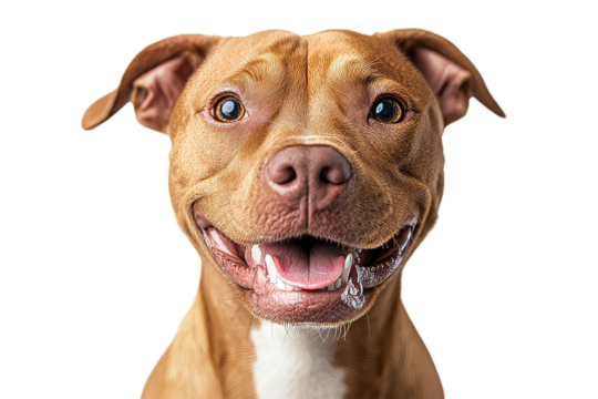 Happy brown dog with a big smile and bright eyes