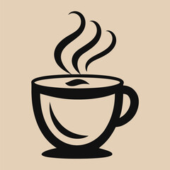 Hand-Drawn Vintage Coffee Cup with Steam - Ideal for Café Branding