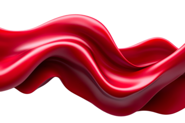 Flowing red fabric with smooth curves and waves