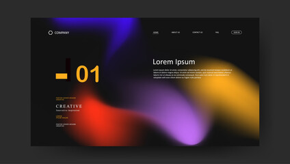 Abstract wave futuristic design of landing page. retro gradient fluid website design	