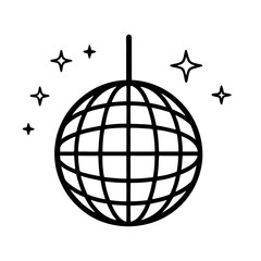 disco ball icon over white background, line style, vector illustration