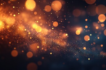 Obraz premium Glowing golden bokeh lights in a dark and deep background