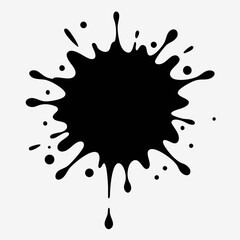 Fototapeta premium Abstract black ink splat on white background. Grunge vector illustration.