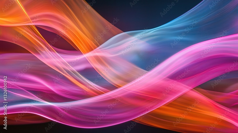 Poster vibrant and dynamic futuristic image depicting a data transfer concept with swirling neon like energ