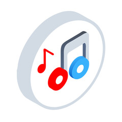 3D Music Icon – Isometric Audio Symbol with Transparent Background