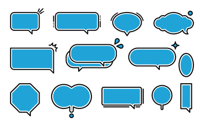 Set of vector speech bubble labels. Retro color special offer design elements, chat emblem, black callout