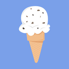 Glace en cornet, Stracciatella, illustration vectorielle