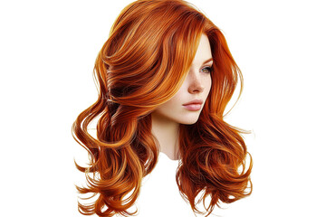 Auburn haired woman on transparent background