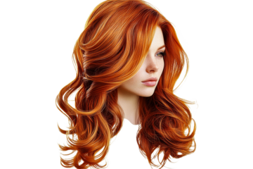 Auburn haired woman on transparent background
