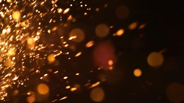 A shimmering display of warm-toned glitter particles, enhancing festive visuals.