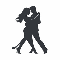 Very Simple flat 2D icon bachata dance isolated on a white background, vector, flat design, animation design, simple flat 2D icon, minimalist design, clipart, man and woman