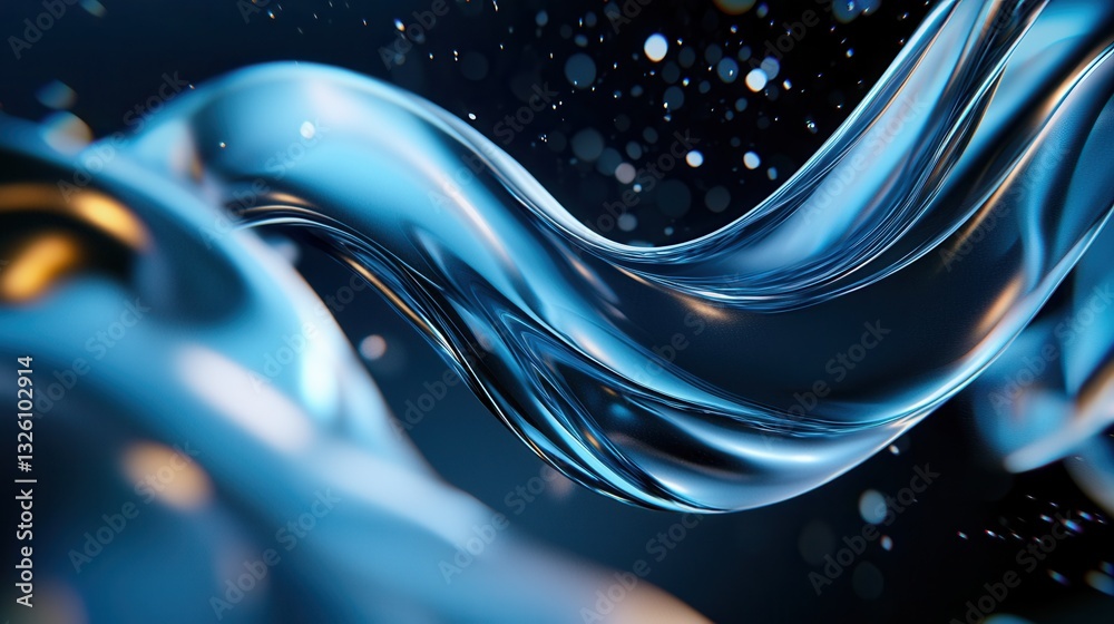 Poster mesmerizing abstract composition featuring vibrant luminous blue waves flowing and undulating across