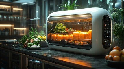 Futuristic Smart Food Preservation System in Modern Kitchen