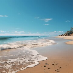 Obraz premium Captivating Coastal Scenery Minimalist Beach and Serene Ocean Horizon