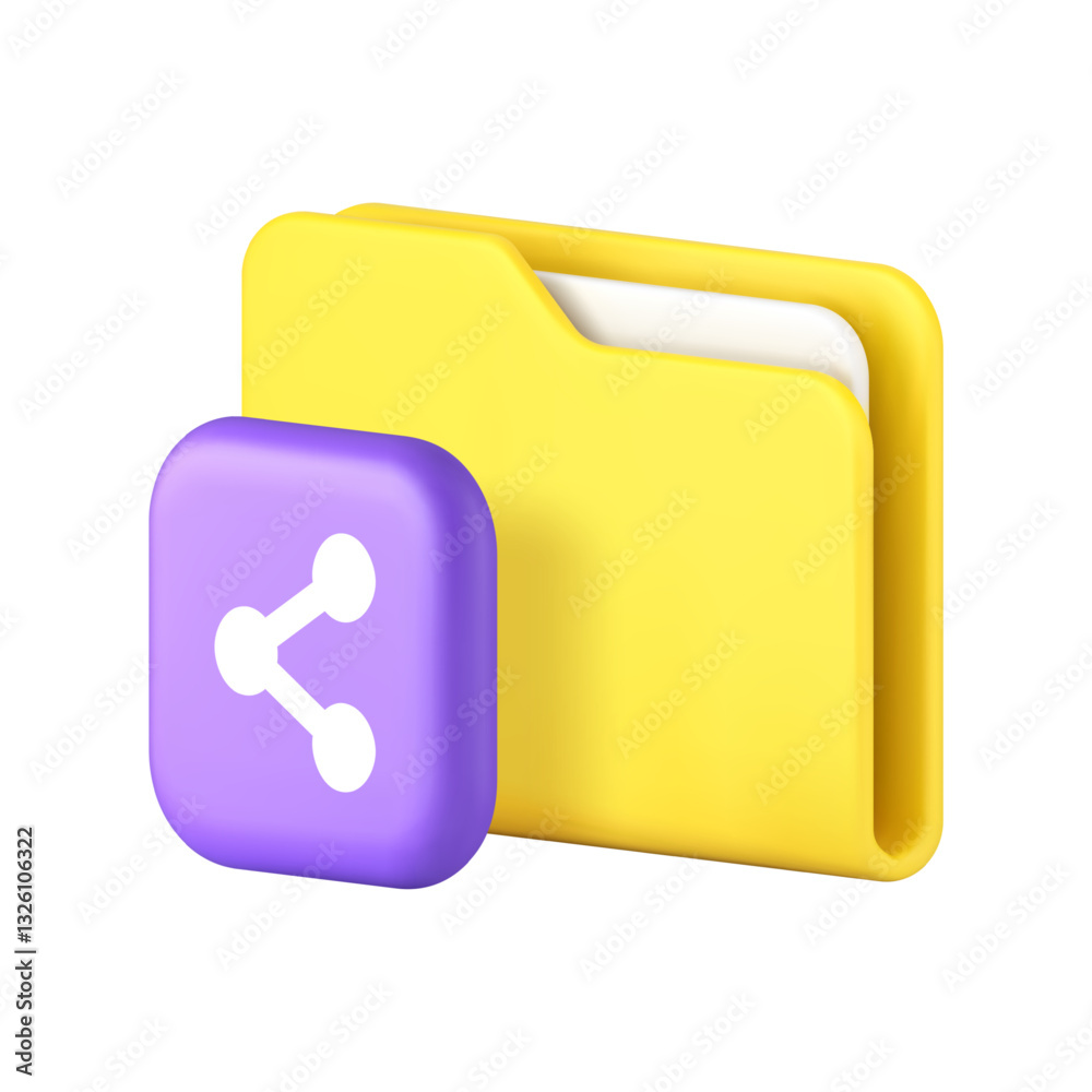 Poster folder office document archive sharing business desktop directory 3d icon realistic vector illustrat