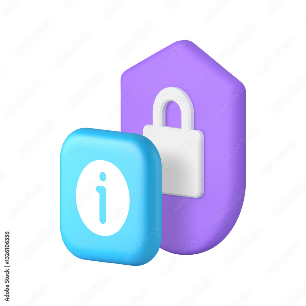 Poster security safety protection warning attention notification 3d icon realistic vector illustration. pri