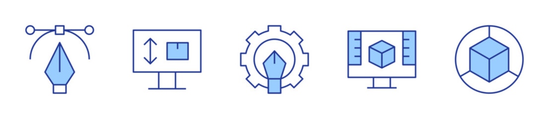 3d design, product design, design, vector. Design Icon vector illustration. Line Duotone style. Editable stroke