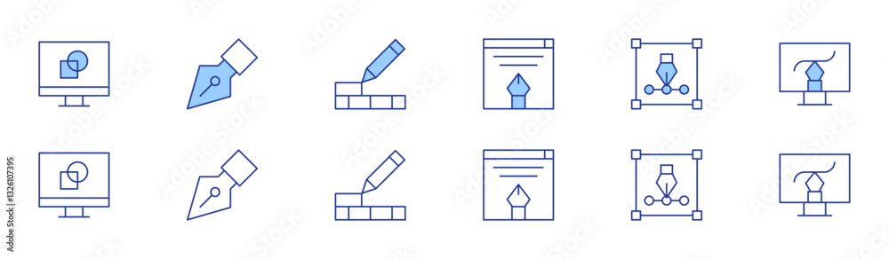 Fototapete design icon set in two styles, duotone and thin line style. editable stroke. web design, graphic des