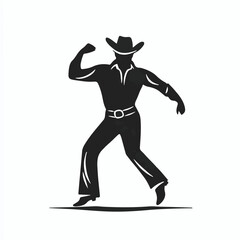 Very Simple flat 2D icon man in  country line dance collection isolated on a white background, vector, flat design, animation design, simple flat 2D icon, minimalist design, clipart