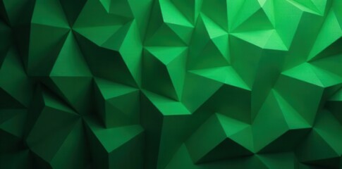 Obraz premium Abstract dark green triangular mosaic, geometric fluted wallpaper , faceted, print