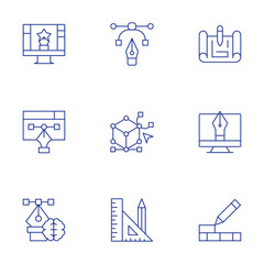 Design icons set. Thin Line style, editable stroke. design, art and design, sketch, vector, design tool, d modeling, build, tools