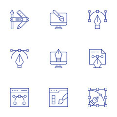Design icons set. Thin Line style, editable stroke. web design, design, design tools, pen tool, graphic design, vector design, digital art, vector