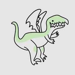 Dragon strike cartoon hand drawn illustration vector 