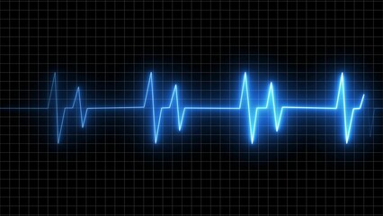 A neon heartbeat icon features a glowing, pulsating line that mimics the rhythm of a heartbeat. It flickers in vibrant colors, evoking energy and life.