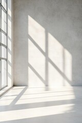 This contemporary space features raw concrete walls and a polished floor