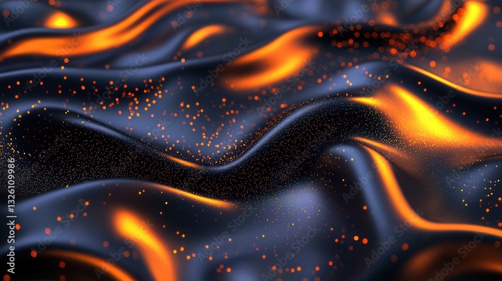 Poster mesmerizing swirls of bright luminous lines and particles flow across a dark dynamic backdrop creati