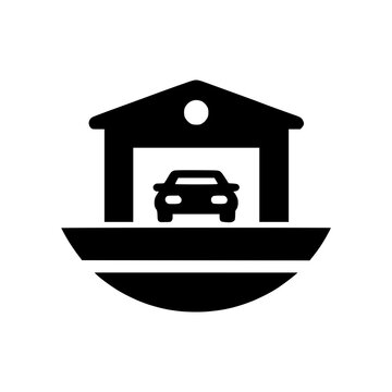 black car inside garage icon clip art preview