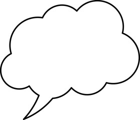 White speech bubble in flat design, chatting box, message box icon. Balloon doodle style of thinking sign symbol. Speech bubble isolated on background.