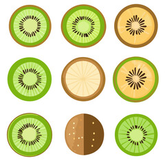 Fototapeta premium My Simple flat 2D icon kiwi set collection isolated on a white background, vector, flat design, animation design, simple flat 2D icon, minimalist design, clipart