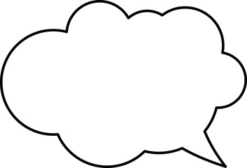White speech bubble in flat design, chatting box, message box icon. Balloon doodle style of thinking sign symbol. Speech bubble isolated on background.