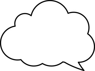 White speech bubble in flat design, chatting box, message box icon. Balloon doodle style of thinking sign symbol. Speech bubble isolated on background.