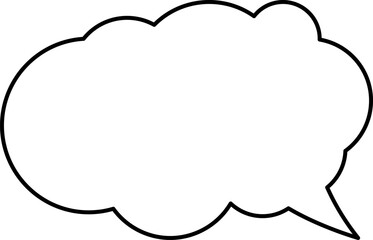 White speech bubble in flat design, chatting box, message box icon. Balloon doodle style of thinking sign symbol. Speech bubble isolated on background.