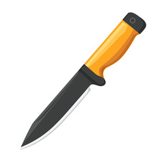 a Simple flat 2D icon orange knife isolated on a white background, vector, flat design, vector, flat design, animation design, simple flat 2D icon, minimalist design, vector design	