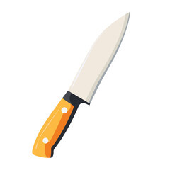 a Simple flat 2D icon orange knife isolated on a white background, vector, flat design, vector, flat design, animation design, simple flat 2D icon, minimalist design, vector design	